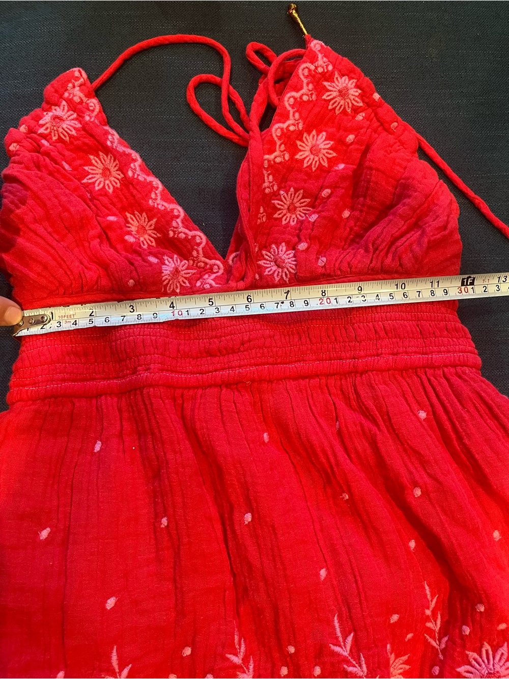 Free People Crimson Maxi Dress with Pink Embroidery - Picture 6 of 6